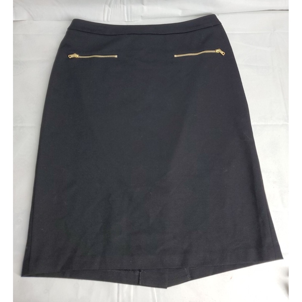 talbots pencil skirt black Gold Front Zip Pockets, Stretch, Dry Clean, Sz 4 MINT